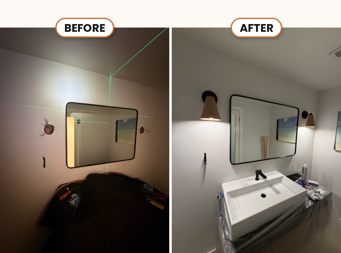 Vanity Mirror + Wall Sconces