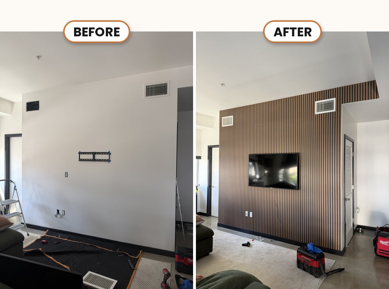 Slat Accent Wall + TV Mount