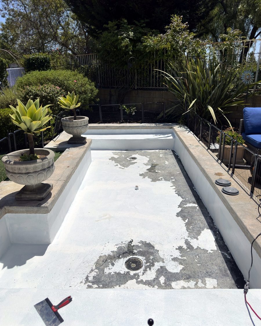 Fountain pool resurfacing, before